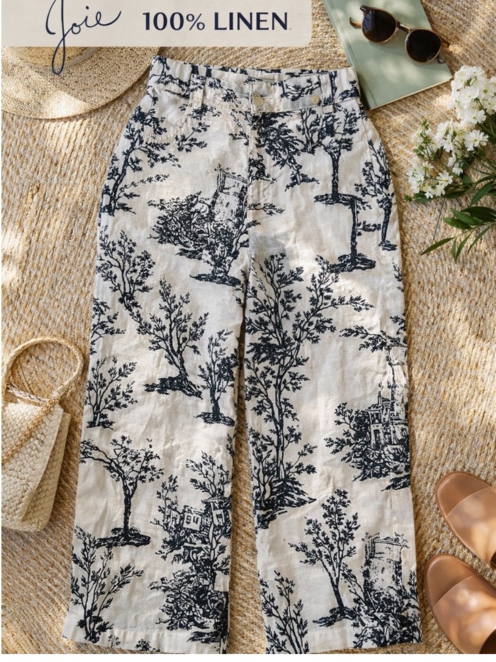Joie Women's High Rise Wide Leg linen pants